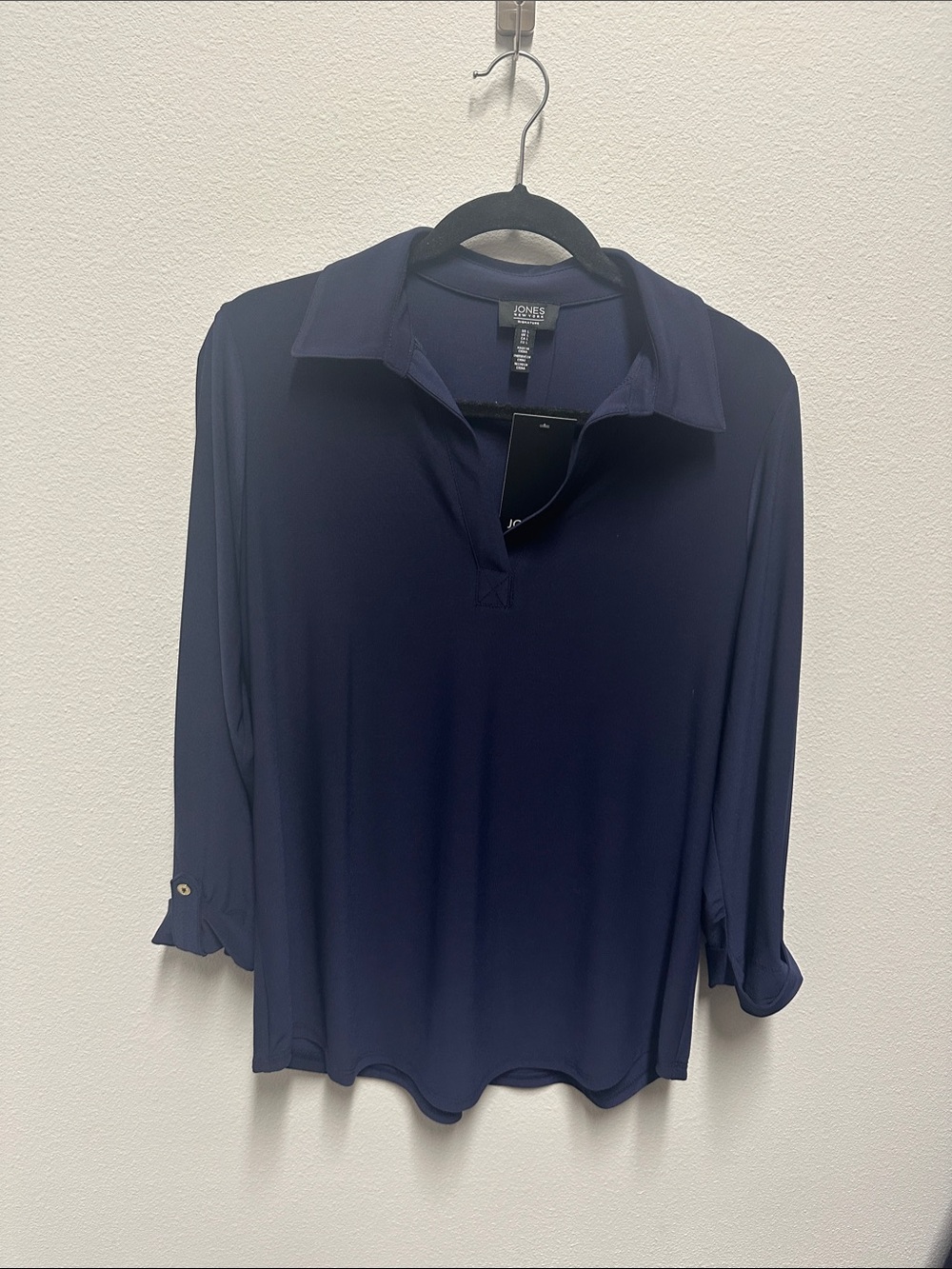 NWT - Jones New York Navy 3/4-Sleeve Polo Tunic - size Large